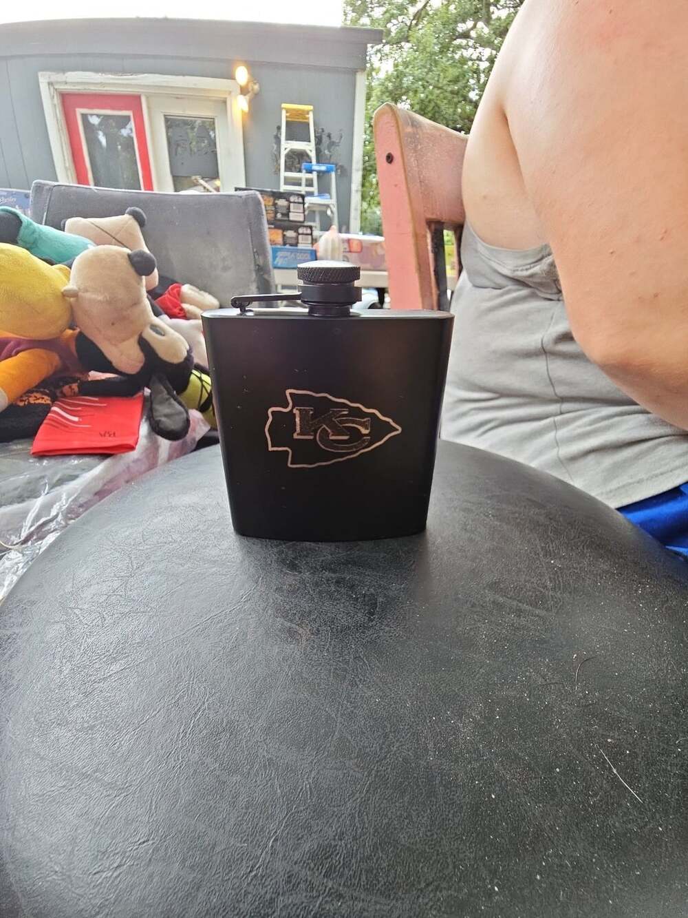 Kansas City Chiefs Black Stainless Steel Hip Flask